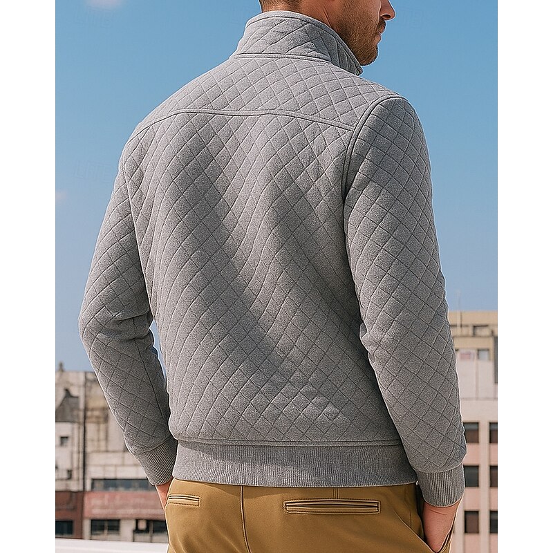 Men's Pullover Sweatshirt Lounge Top Buttons Long Sleeve Top Athleisure Fall Solid Colored Cotton Hiking Outdoor Travel Sportswear Activewear Black Army Green Dark Gray2