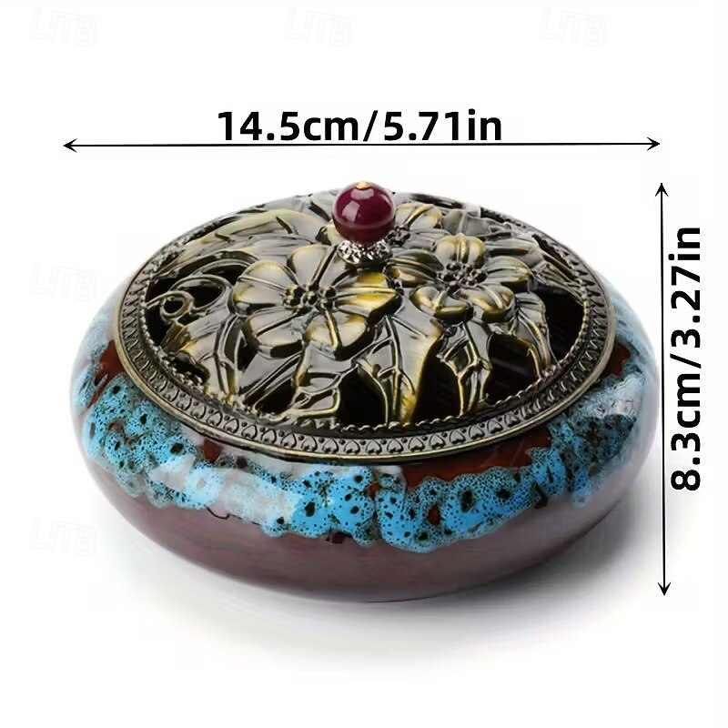 Vintage Ceramic Incense Burner Perfect for Yoga Meditation and Room Decoration - No Fragrance Suitable for Eid al-Fitr (Ramadan)4
