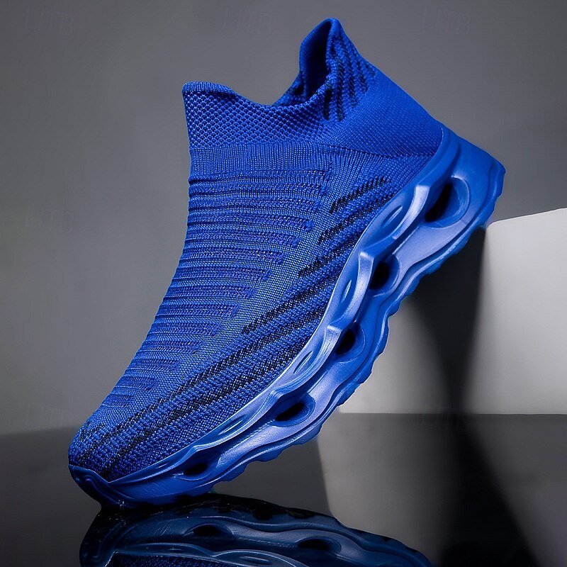 Men's Neon Green Flyknit Sneakers – Lightweight Breathable Mesh Running Shoes for Athletes, Fitness Training and Daily Sportswear3