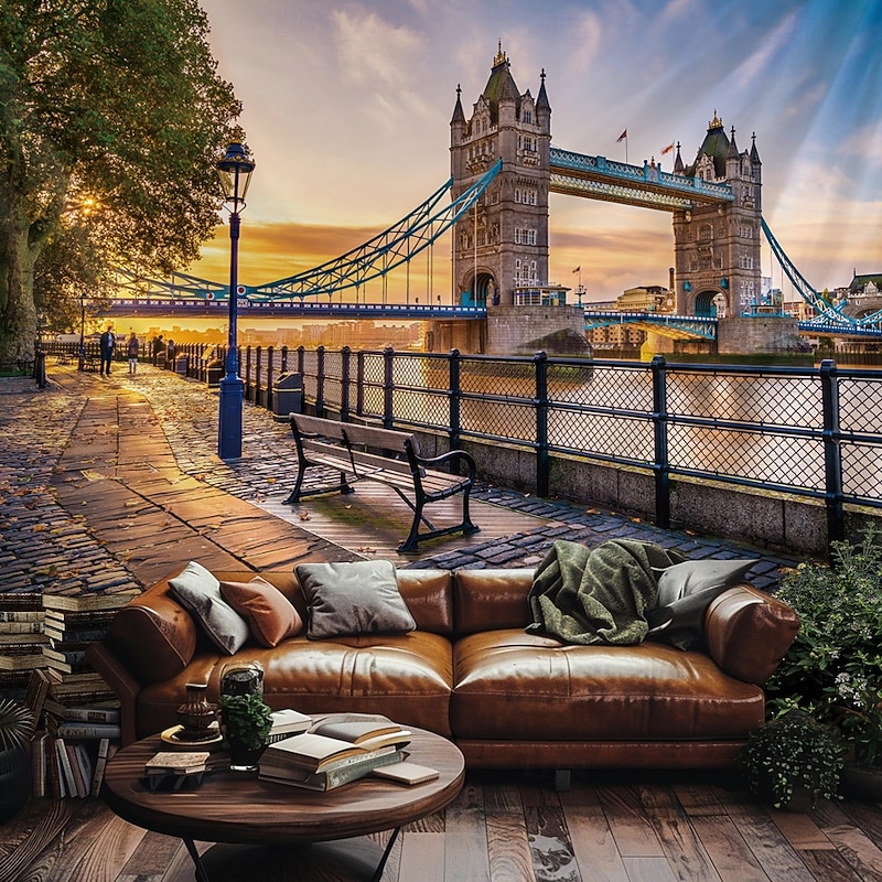 Tapestry Blanket Wall Hangings Bridge Lake Forest Modern 3D Bedroom Living Room Dorm Teens Room College Dorm Guys Man Cave Frat Bedroom Home Decor4