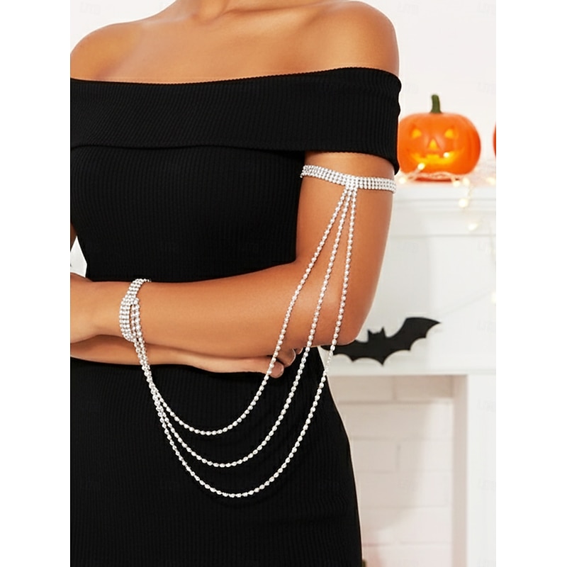 Women's Rhinestone Arm Chain Bracelet - Sparkling Multi-Layer Shoulder Jewelry Accessory for Party, Clubwear, and Evening Outfits3