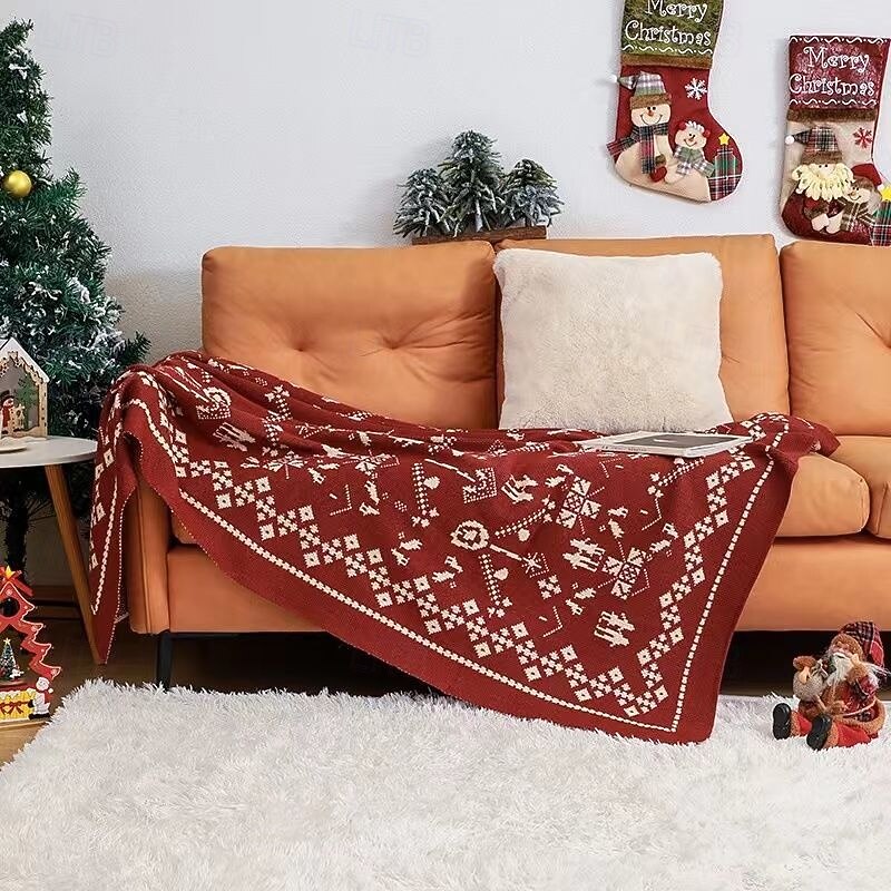 Christmas Sofa Throw Blanket, Festive Fleece Blanket for Office Nap, Air Conditioning Cover, Cozy Home Decor, Bedspread, Bed End Scarf for Airbnb or Bedroom4