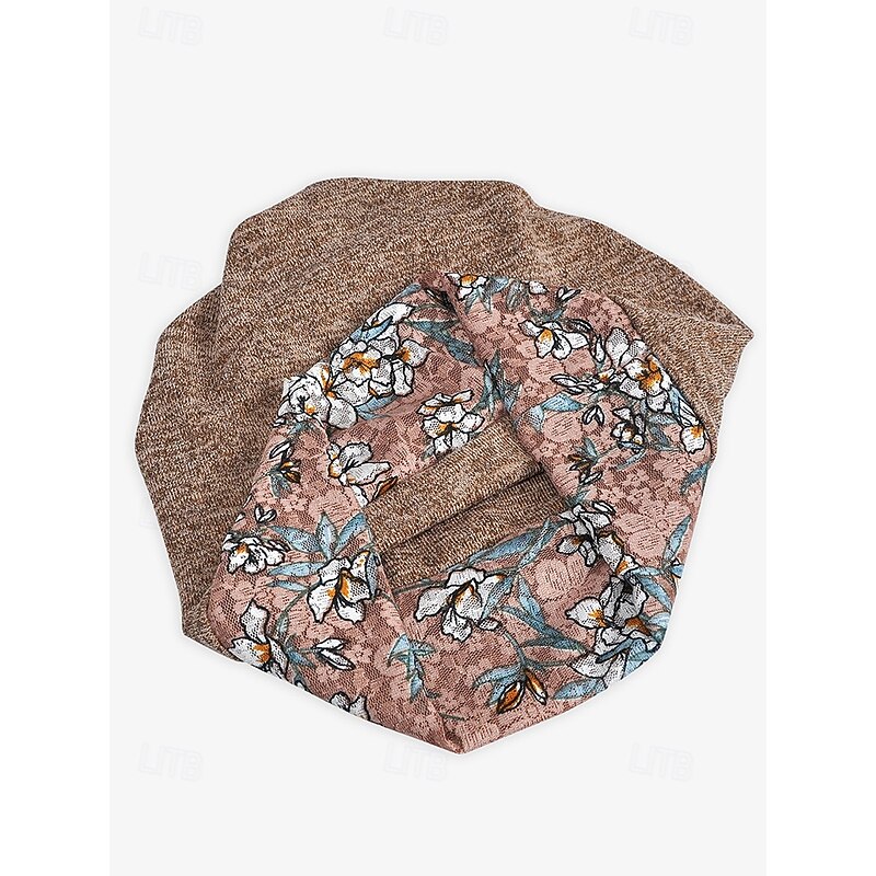 Women's Floral Print Beanie Hat, Soft Stretchy Slouchy Cap for Casual Wear, Outdoor Activities and Chemo Head Cover4