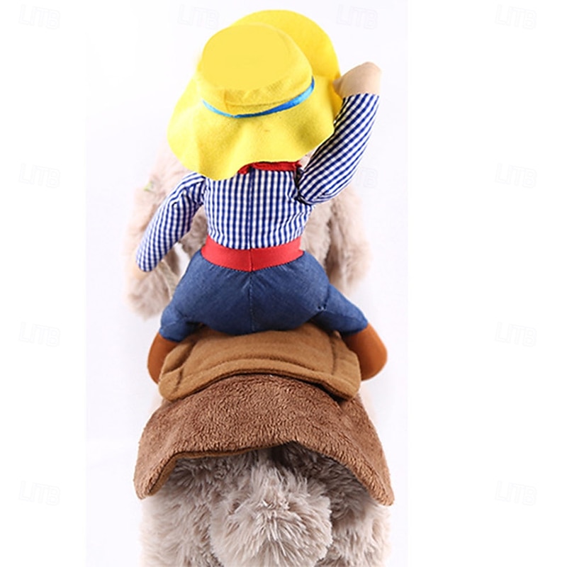 Large Cowboy Rider Dog Costume - Adjustable Pet Apparel for Halloween & Parties, Fits Pets 38.5-99lb, for Autumn, Spring3