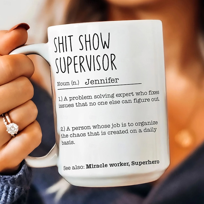 Personalized Funny Mug Custom Name Christmas Gift Mug Sh*T Show Supervisor - Fun Gifts For Coworker Friends Boss3