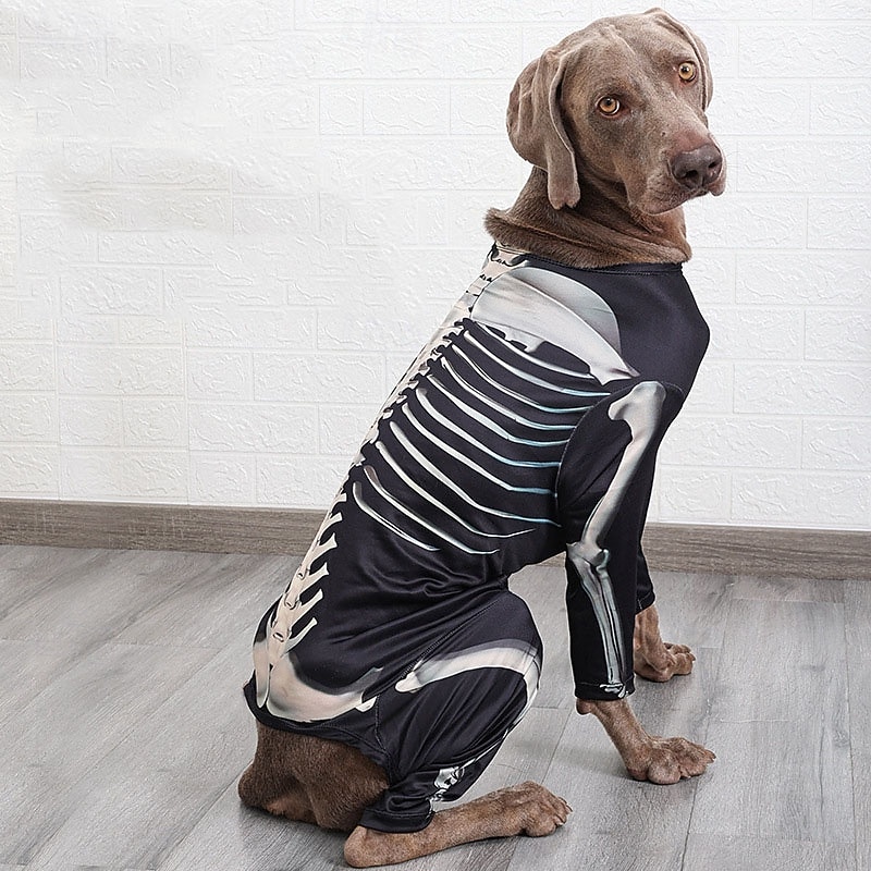 Halloween Dog Costume - Skeleton Outfit with Full Skeleton Graphic Slip-On Pet Costume for Medium Dogs - Durable Polyester Halloween Party Trick-or-Treat Photo Shoot Attire - Easy-Care Machine Washa3