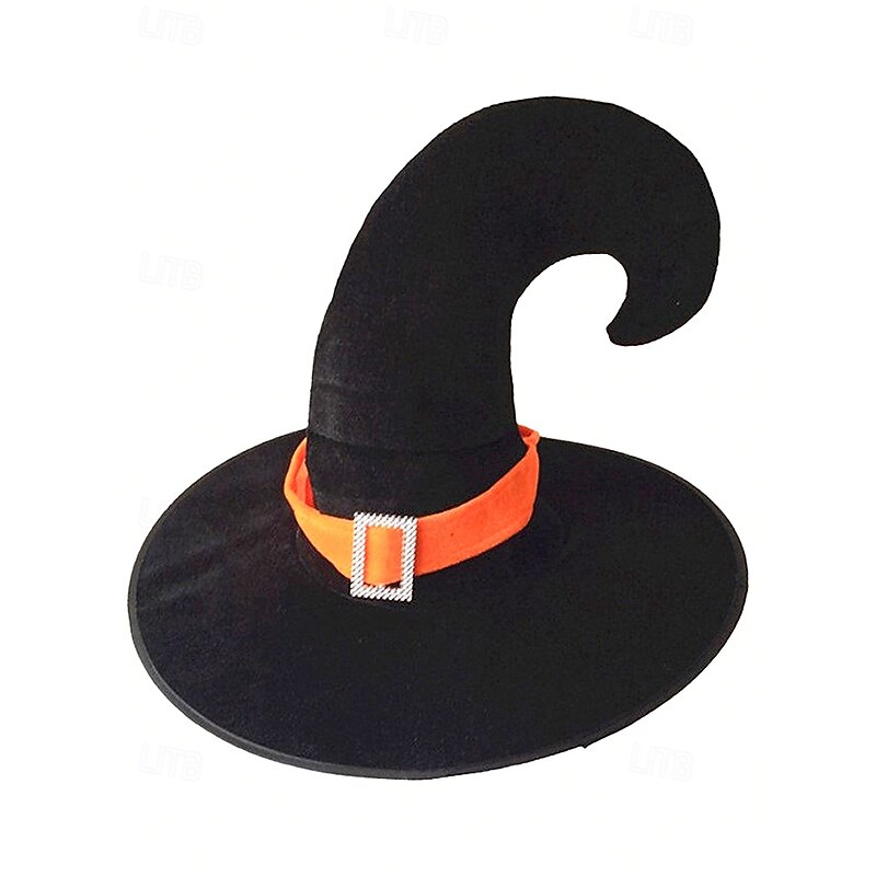 Women's Halloween Velvet Witch Hat with Rhinestone Buckle – Classic Gothic Costume Accessory for Parties and Cosplay4