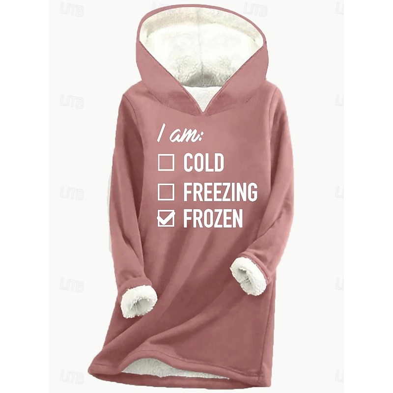 Women's Pullover Hoodie Sweatshirt Letter Warm Casual Fuzzy Long Sleeve Hooded Long Tops Casual Sports Print Pink Blue Gray Winter