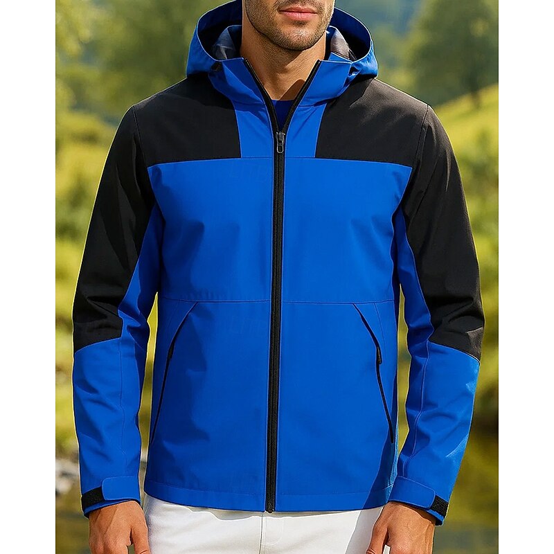 Men's Windbreaker Softshell Jacket Hiking Jacket Outdoor Waterproof Windproof Hiking Outfits Hiking Clothes Spring Autumn / Fall Top Fishing Camping / Hiking / Caving Running Patchwork White Red4