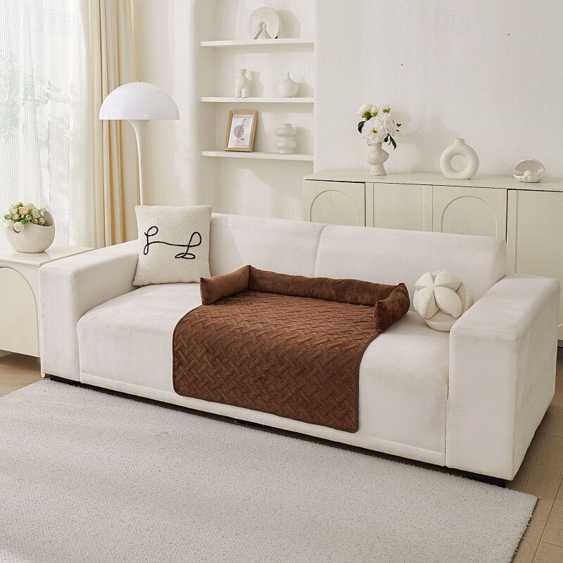 Crystal Velvet Sofa Cover For Pet Soft Autumn Winter Solid Color Dog Cat Sleeping Bed Mat Comfortable Plush Pad Washable Non Slip Home Furniture Protector Pet Supplies4