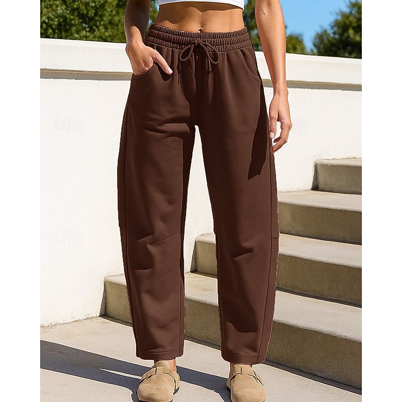 Women's Wide Leg Pants Sport  Sweatpants Trackpants Drawstring High Waist Bottoms Athleisure Gym Workout Fall Outdoor Travel Running Regular Fit Sportswear Activewear Solid Colored Black Pink Green4