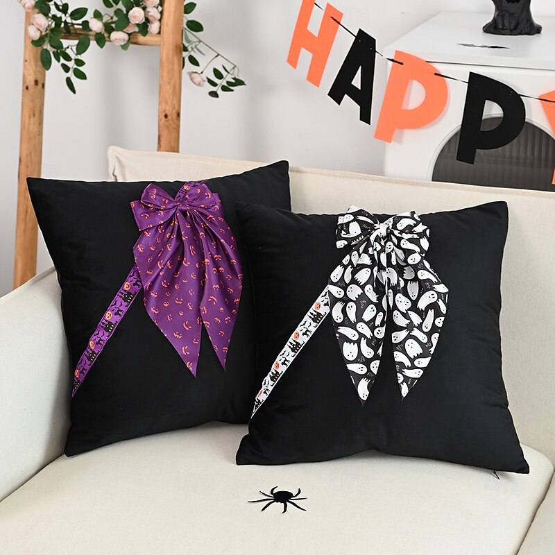1 Pc Halloween Pillow Cover, Ghost Geometric Casual Square Zipper Traditional Classic3