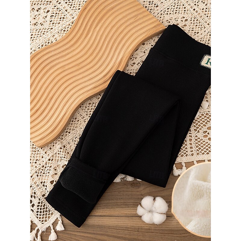 Women's Fleece Pants Leggings Fashion Streetwear Basic Full Length High Waist Plain High Cut Comfy Soft Comfortable Stretchy Home Daily Dark Grey Black Gray Fall Winter Slim Fit4