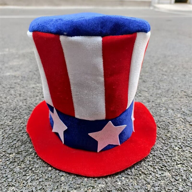 Men's Sun Hat Bowler Hat Top Hat Red Blue Polyester Fashion Casual Street Daily American US Flag Sunscreen Breathable2