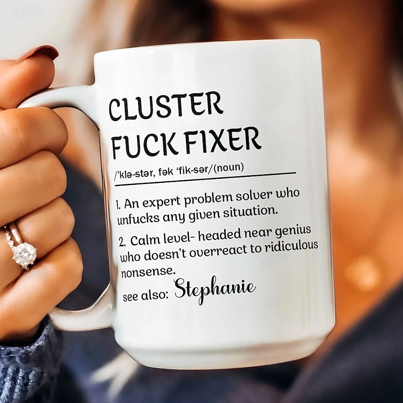 Personalized Funny Mug Custom Name Gift Mug Cluster F*Ck Fixer Problem Solver Fun Christmas Gift For Coworkers4