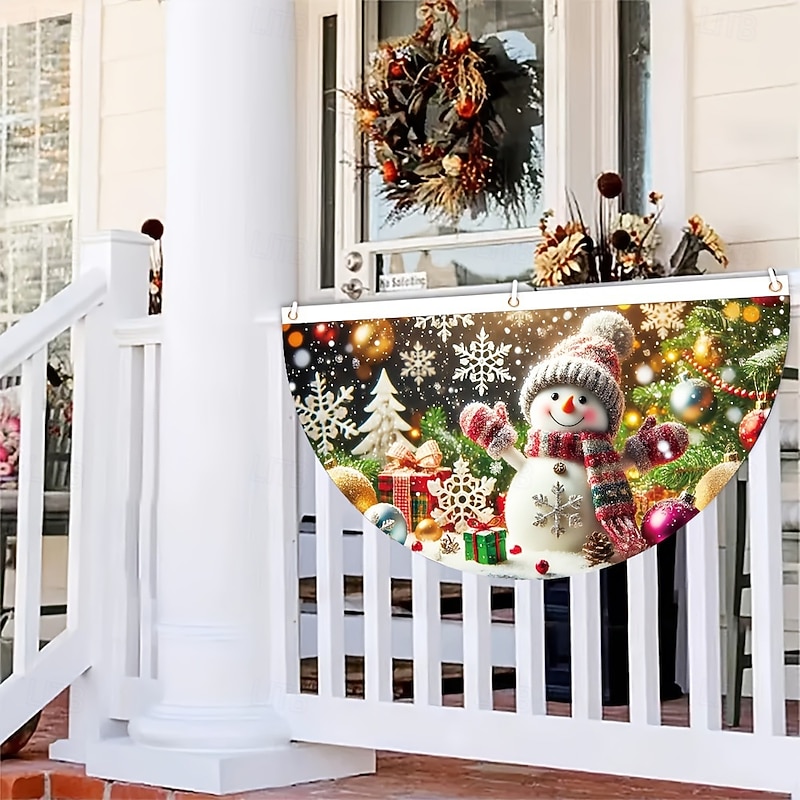 Christmas Half Round Flag Outdoor Hanging Banner, Holiday Decoration Bunting for Yard Garden Porch2