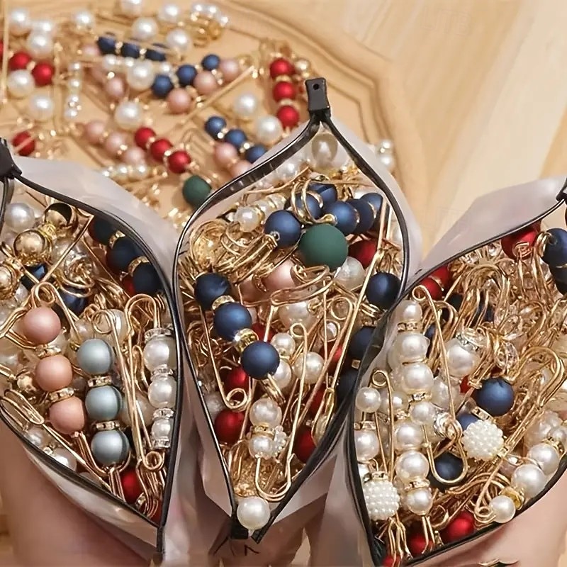 30PCS Mixed Size & Style Faux Pearl Brooch Set – Elegant Multi-Purpose Pins for Women, Perfect for Securing Clothes, Skirts, Waist Adjustments, Scarves, Daily Wear & Gifts
