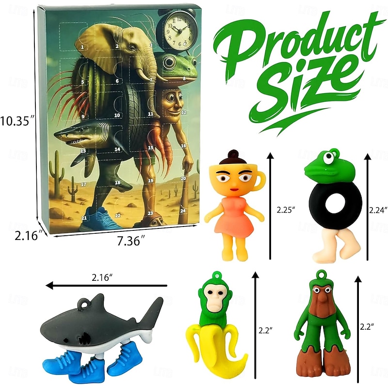 Italian Brainrot Christmas Advent Calendar 2025,Tung Tung Tung Sahur Action Figures Countdown Calendar,Halloween Christmas Gift for Kids Teens Girls and Boys3