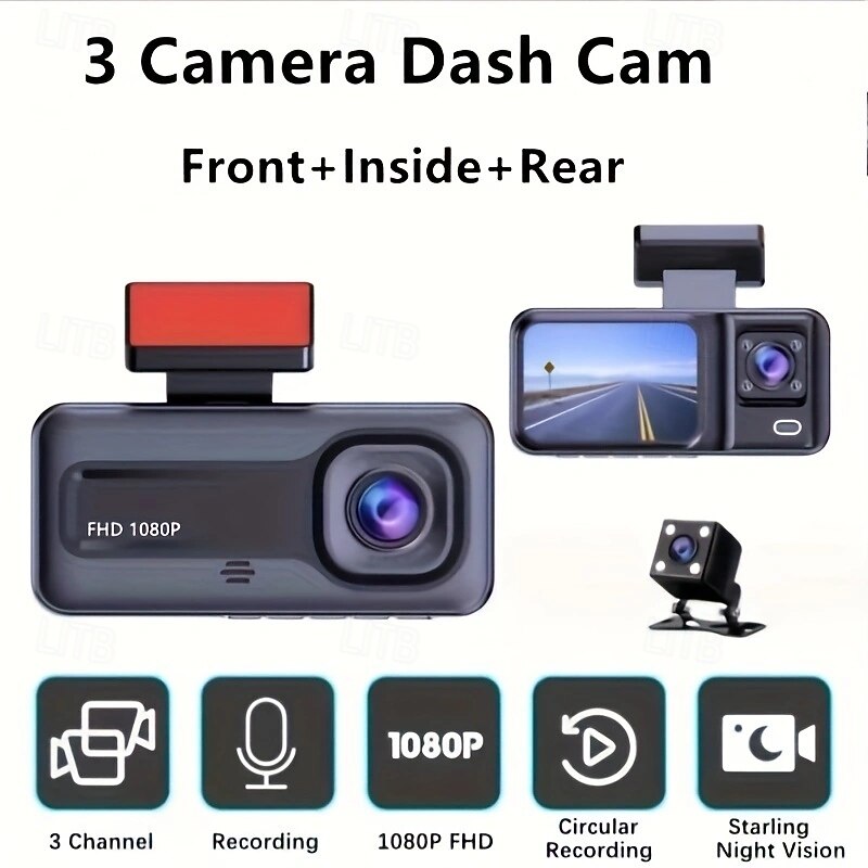 1080p Full HD / Boot automatic recording Car DVR 90 Degree Wide Angle CMOS 2 inch IPS Dash Cam with Loop recording / Fast recording / Video + photo 4 infrared LEDs Car Recorder3