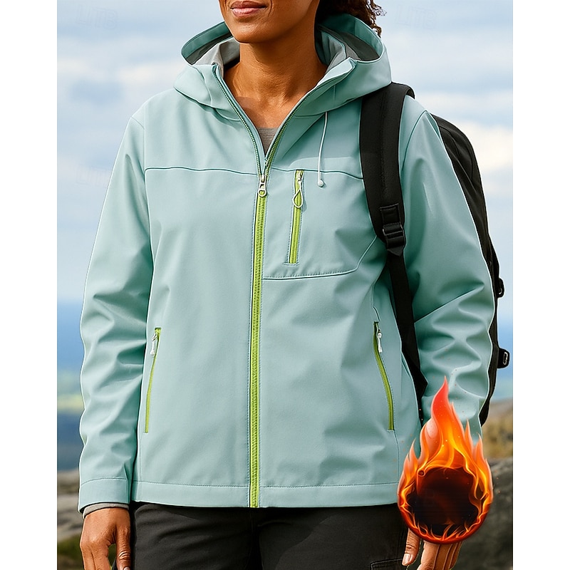 Women's Windbreaker Softshell Jacket Hiking Jacket Outdoor Waterproof Windproof Hiking Outfits Hiking Clothes Winter Autumn / Fall Top Fishing Camping / Hiking / Caving Running Solid Color Black Blue3
