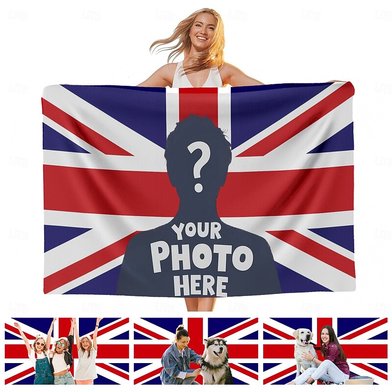 Personalized Customized Union Jack UK Flag Photo Tapestry Poster Design Your Own Image For Home Decor Clubs Concerts Bars Dorms Living Rooms Bedrooms Wall Hanging