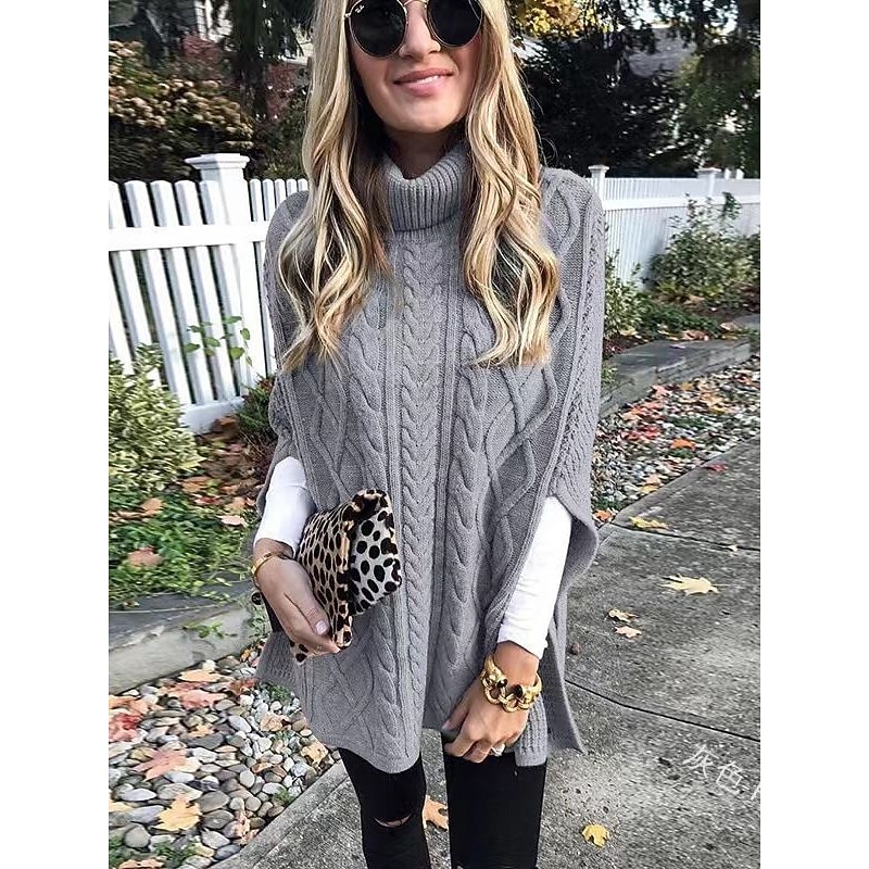 Women's Sweater Casual Soft Pure Color Ribbed Turtleneck Knitted Sleeveless Regular Tops Knit Outdoor Daily Weekend Pink Blue Fall Winter