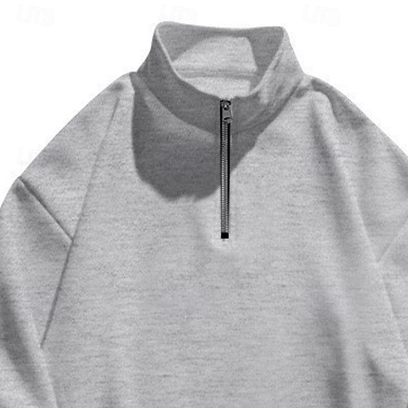 Women's Pullover Sweatshirts Zip Up Sweatshirts Plain Sports Fashion Gothic Long Sleeve High Neck Regular Tops Street Dailywear Casual Half Zipper Quarter Zipper Zipper Light Grey Fall Winter2