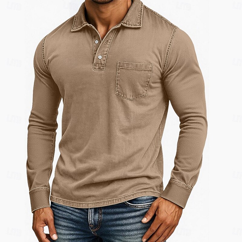 Men's Polo Golf Shirt Business Casual Classic Short Sleeve Fashion Basic Solid Color Color Block Pocket Buttons Summer Spring &  Fall All Seasons Regular Fit Black Blue Light Green Dark Blue Pink Gray3