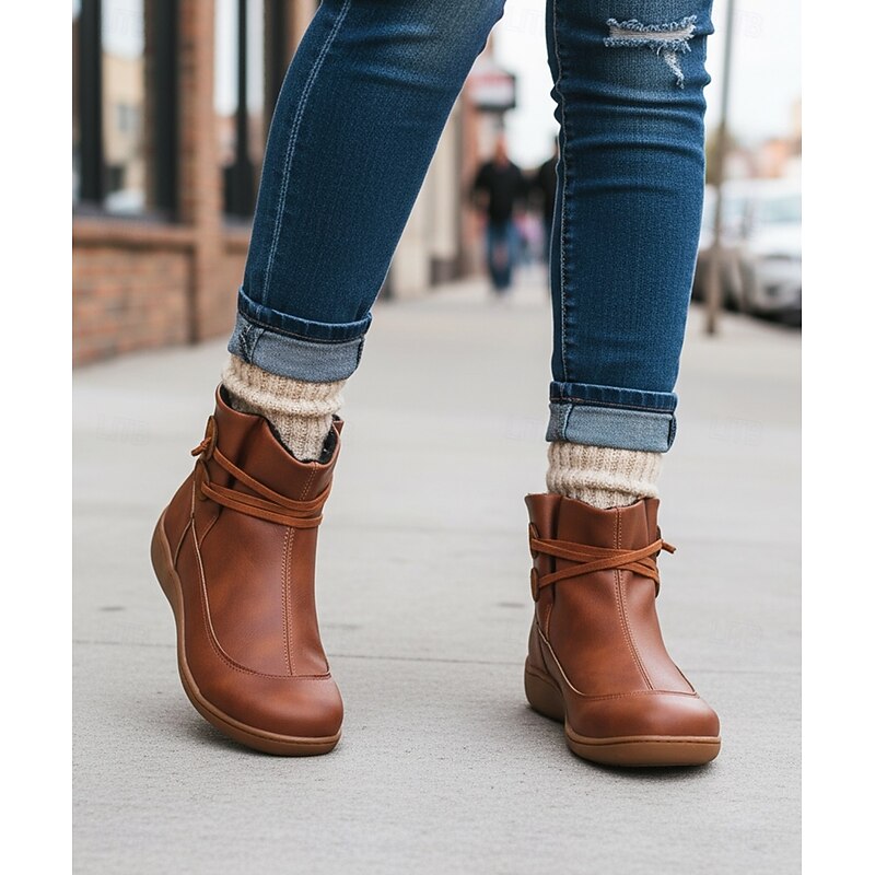 Women's Brown Casual Ankle Boots Warm Lined Comfortable Casual Shoes4