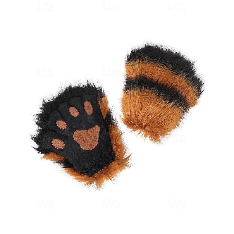 Women's Halloween Furry Paw Gloves – Plush Animal Claw Costume Accessories for Parties, Cosplay and Themed Events4