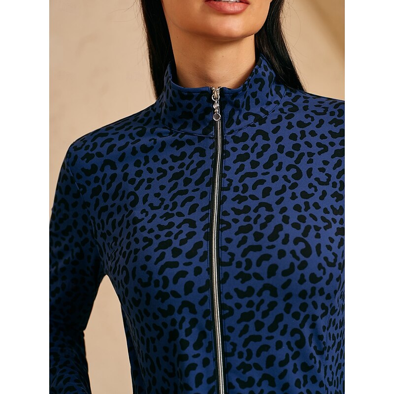 Women's Golf Jacket Navy Blue Long Sleeve Top Ladies Golf Attire Clothes Outfits Wear Apparel4