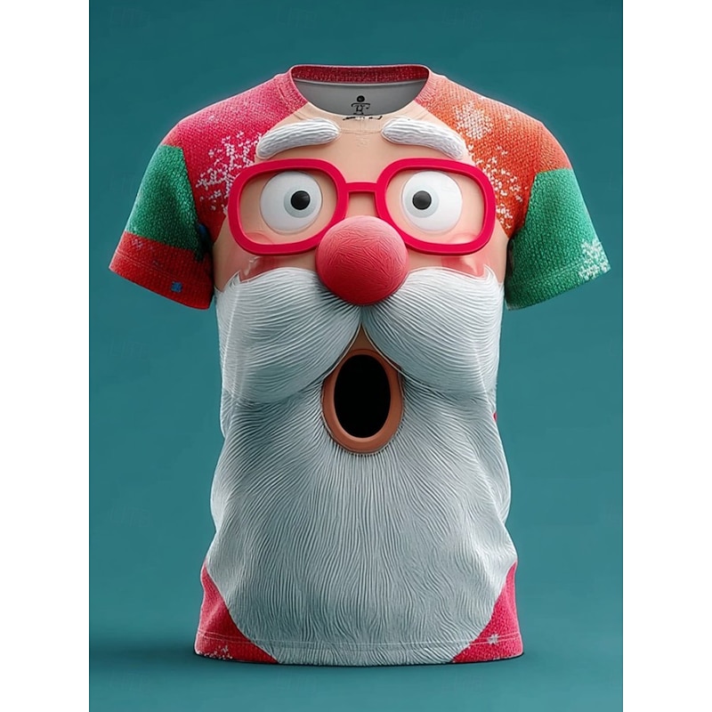 Christmas Women's T Shirt Graphic Santa Claus Vintage Stylish Classic Short Sleeve Crew Neck Round Neck Regular Tops Daily Print Pink Red Green Fall Winter2