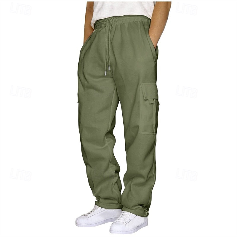 Men's Cargo Sweatpants Sweatpants Trousers Drawstring Pocket Elastic Waist Plain Comfort Sports Outdoor Daily Fashion Casual Black White Micro-elastic3