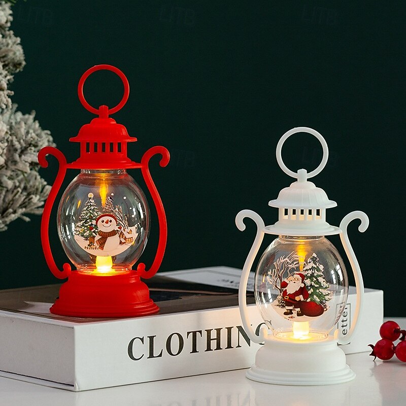 1 Pc 16.2 * 7.1CM Christmas Handheld Lantern LED Electronic Candle Light Desktop Ornament Light Nightlight Decorative Light AG13 * 3 Battery2