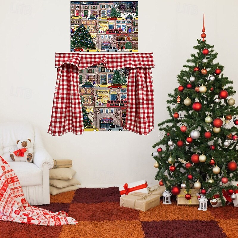 Christmas 3D Wall Hanging Tapestry, Colorful Holiday Curtain Backdrop, Decorative Wall Cloth and Cabinet Cover for Bedroom3