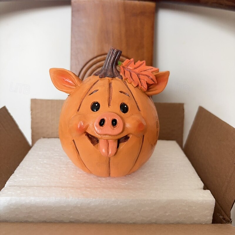 Farm Animal Pumpkin Figurines, Whimsical Pumpkin Animal Figurine, Funny Fall Animals Decor Halloween Figurine Desktop Ornaments for Autumn Thanksgiving Halloween Home Table Centerpiece Decor4