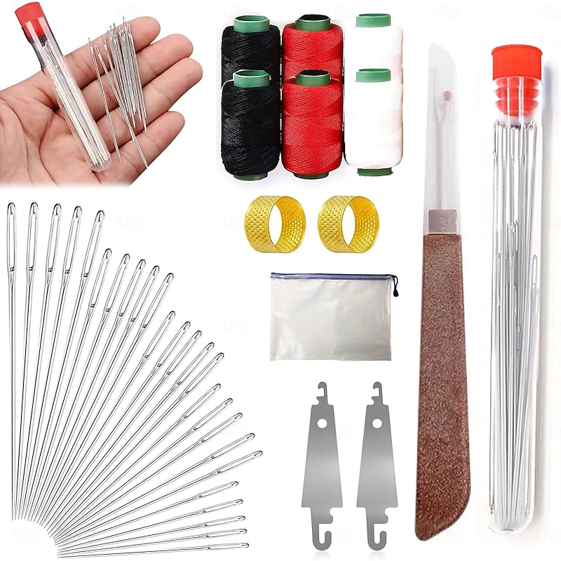 37PCS Sewing Tool Set, Needle Threader, Seam Ripper, Threads, Thimbles, Steel Needles with Case, Compact Mending Kit for Travel, Hand Sewing, Embroidery, DIY Crafting2