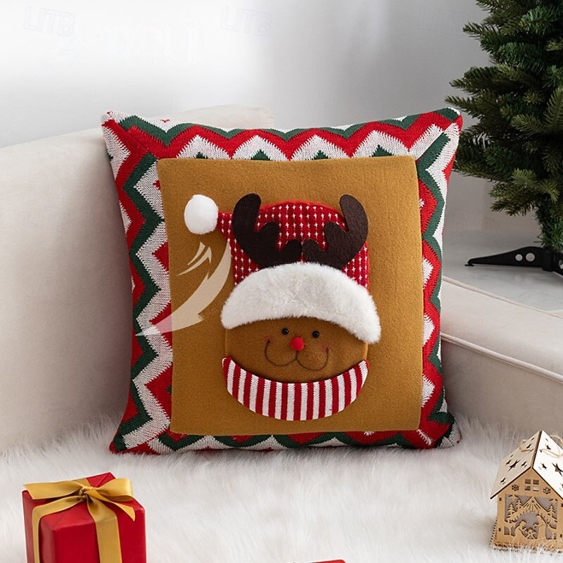 6 pcs Polyester Pillow Cover, Cartoon Square Zipper Traditional Classic4