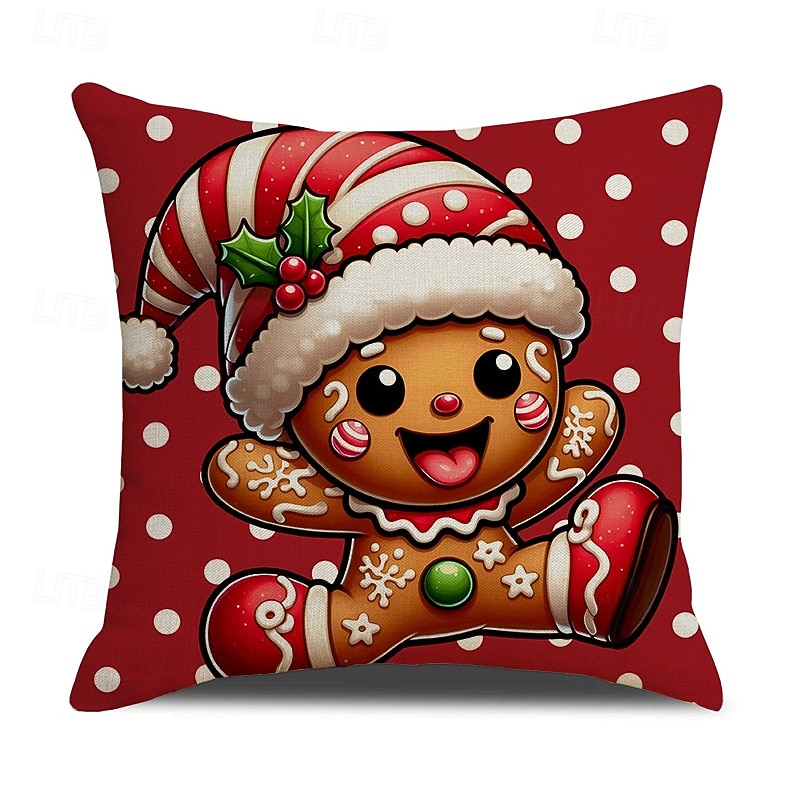 Autumn & Winter Pillow Covers Set, 4-Piece Minimalist Decorative Sofa Cushions, Cartoon Print Throw Pillows for Bedhead & Living Room2