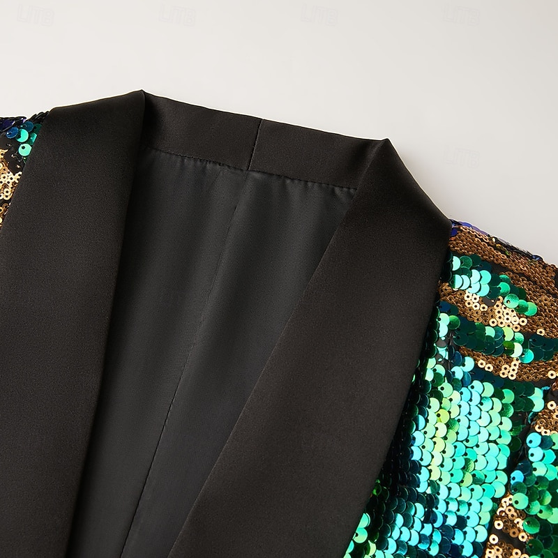 Men's Blazer Jacket Shawl Collar Party Floral Blazer Multicolor Tailored Fit Single Breasted One-button3