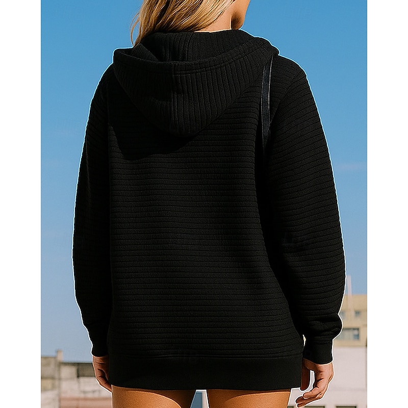 Women's Hoodie Sweatshirt Zip Up Jacket with Pockets Long Sleeve Top Athleisure Fall Solid Colored Windproof Warm Hiking Outdoor Travel Sportswear Activewear Black Green2