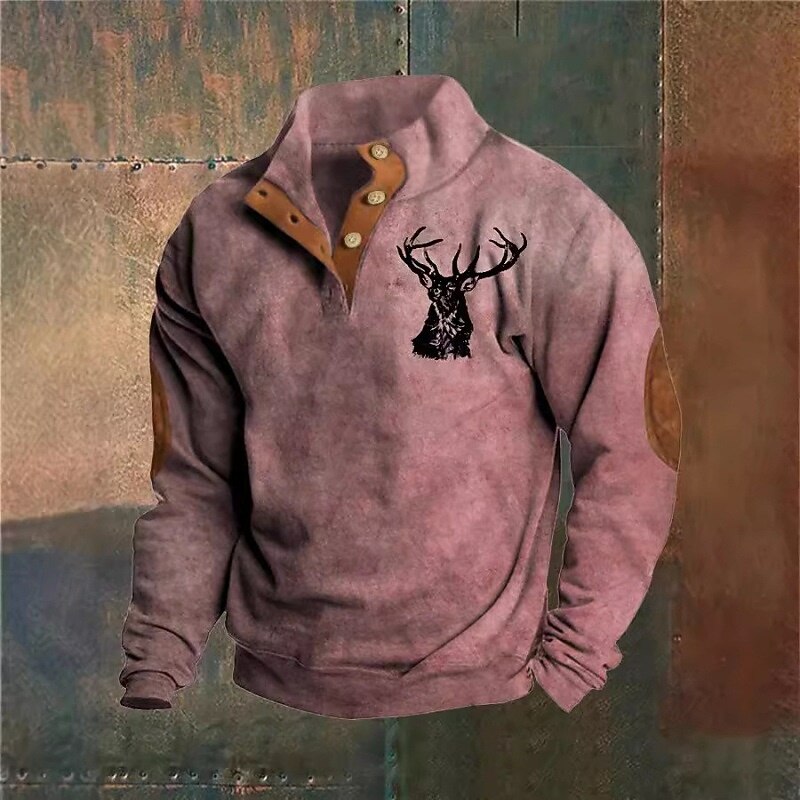 Men's Sweatshirt Pullover Hoodie Sweatshirt Pullover Button Up Hoodie Hunting Sweatshirt White Yellow Pink Green Standing Collar Plain Patchwork Sports & Outdoor Casual Daily Streetwear Cool4