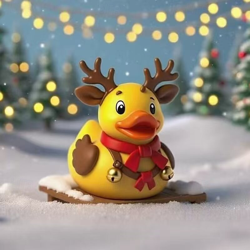 Retro Resin Christmas Duck Statue, Santa, Elf, Fairy & Snowman Resin Collectible Statue, Anime-Inspired Collectible Figurine for Holiday Party, Shelf Display, Desktop Ornament4