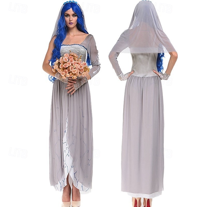 Zombie Ghost Bride Halloween Dress Fancy Costume Horror Scary Costume Adults' Women's Halloween Carnival Performance Party Easy Halloween Costumes Dress Up4