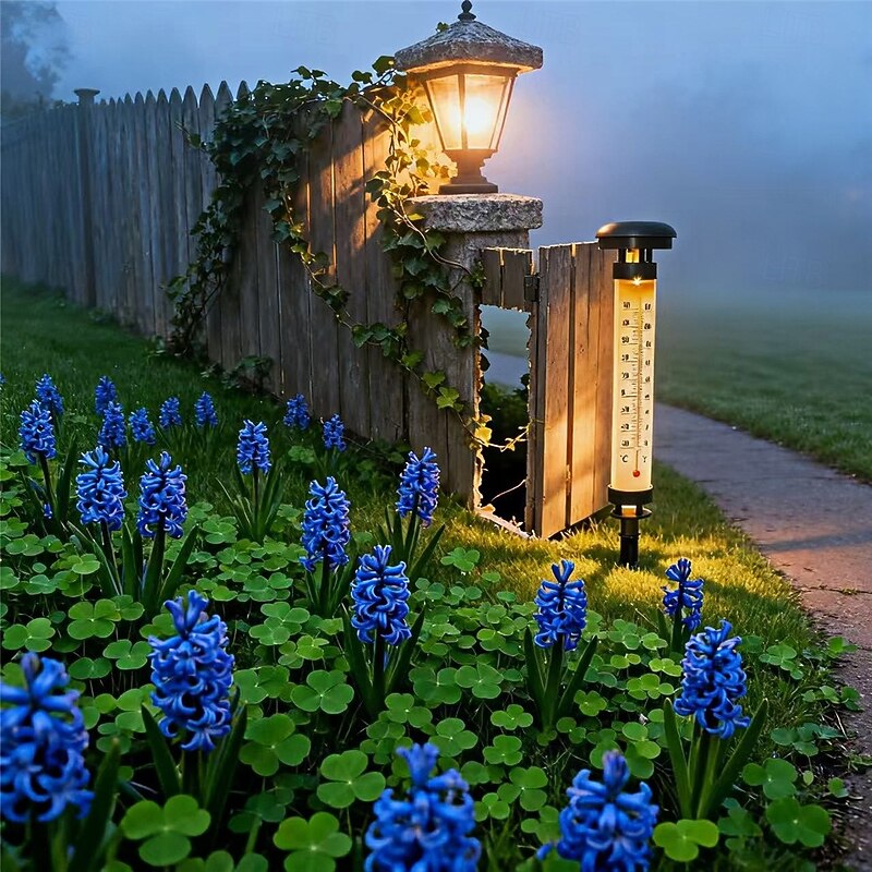 1 Pc Solar Thermometer Lawn Lamp Outdoor Courtyard Lighting Sensing Switch Lawn Plug-In Lamp Outdoor Ambient Light3