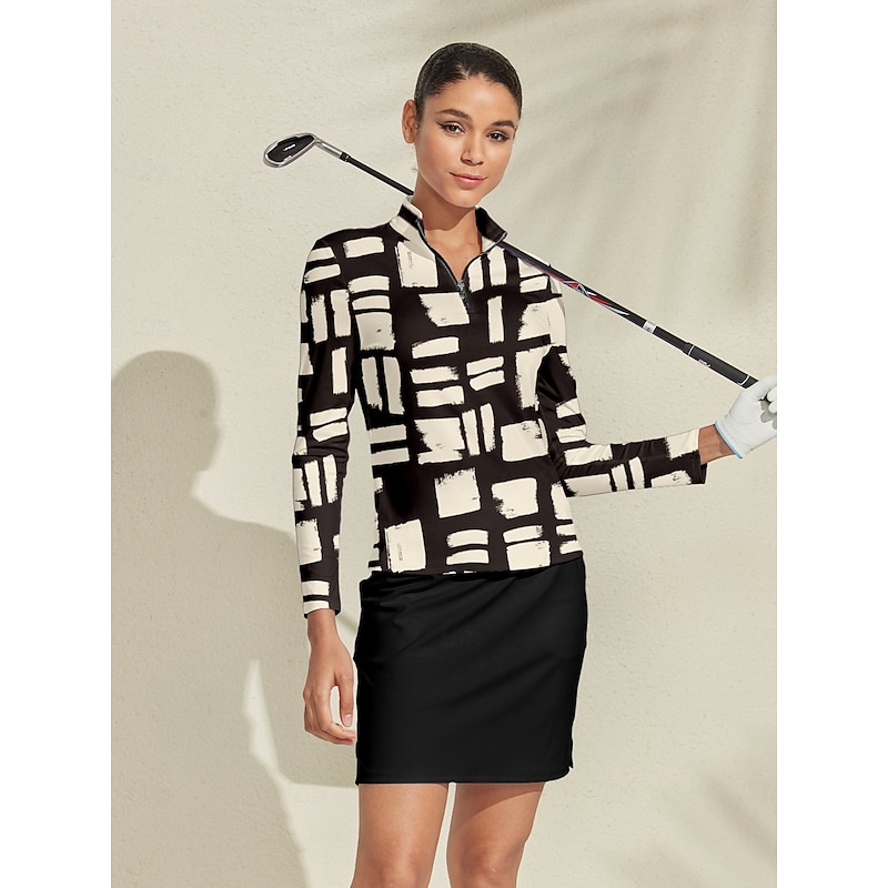 Women's Golf Polo Shirt Brown Long Sleeve Top Ladies Golf Attire Clothes Outfits Wear Apparel