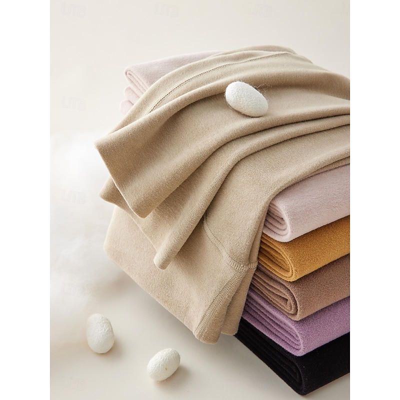 Women's Fleece Pants Leggings Fashion Basic Casual Full Length High Waist Plain High Cut Comfy Soft Comfortable Stretchy Home Daily Apricot Black Yellow Orange Spring Fall Winter Slim Fit