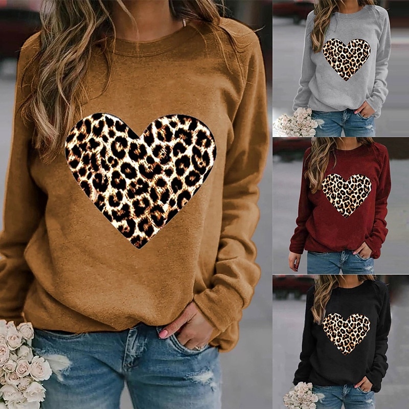 Women's Pullover Sweatshirt Lounge Top with Pockets Long Sleeve Top Athleisure Heart Gym Running Fitness Sportswear Activewear Wine Red Black Khaki