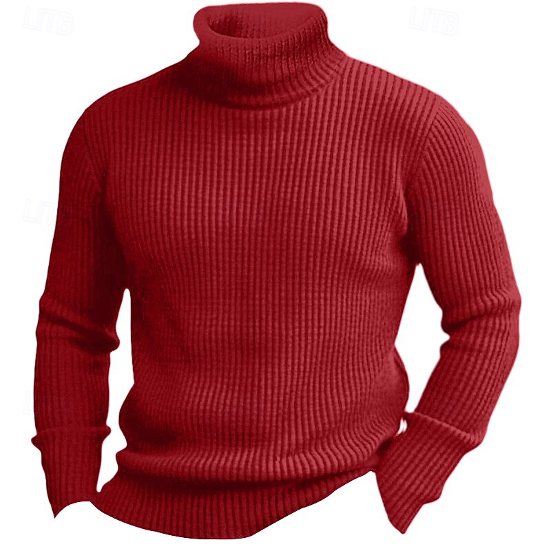 Men's Christmas Sweaters Turtleneck Sweater Pullover Sweater Jumper Knit Sweater Ribbed Knit Regular Tops Basic Plain Turtleneck Keep Warm Modern Contemporary Daily Wear Going out Clothing Apparel4