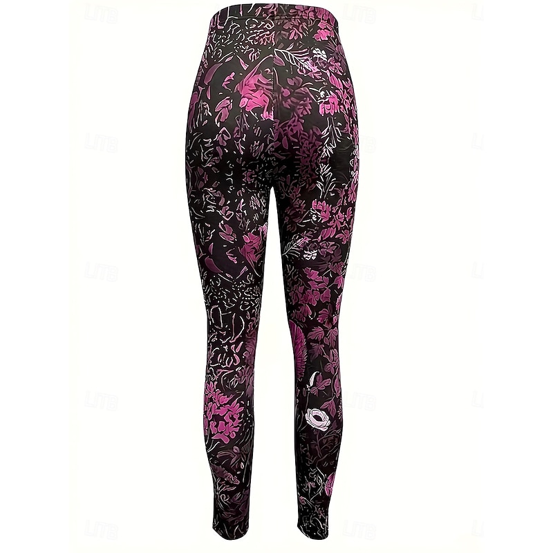Women's Slacks Leggings Cozy Leggings Vacation Vintage Streetwear Full Length Natural Floral Graphic Elastic Waist Print Comfy Outdoor Comfortable Stretchy Outdoor Vacation Streetwear Violet Pink2